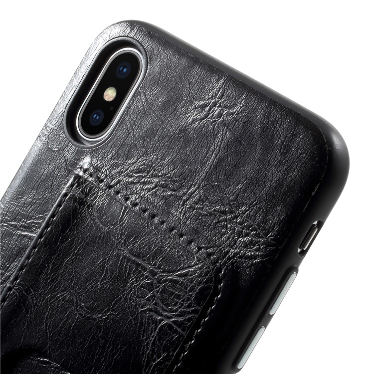 G-CASE Majesty Series Leather Coated PC TPU Hybrid Case with Card Slot for iPhone X/10 - Black-4