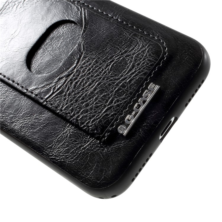 G-CASE Majesty Series Leather Coated PC TPU Hybrid Case with Card Slot for iPhone X/10 - Black-5