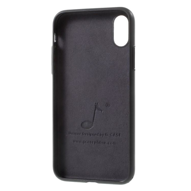 G-CASE Majesty Series Leather Coated PC TPU Hybrid Case with Card Slot for iPhone X/10 - Black-6