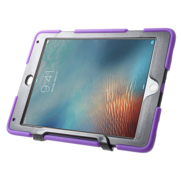 Military Duty PC Silicone Kickstand Hybrid Case for iPad 9.7-inch (2017) - Purple-3