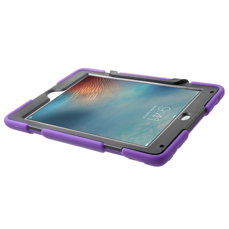 Military Duty PC Silicone Kickstand Hybrid Case for iPad 9.7-inch (2017) - Purple-5