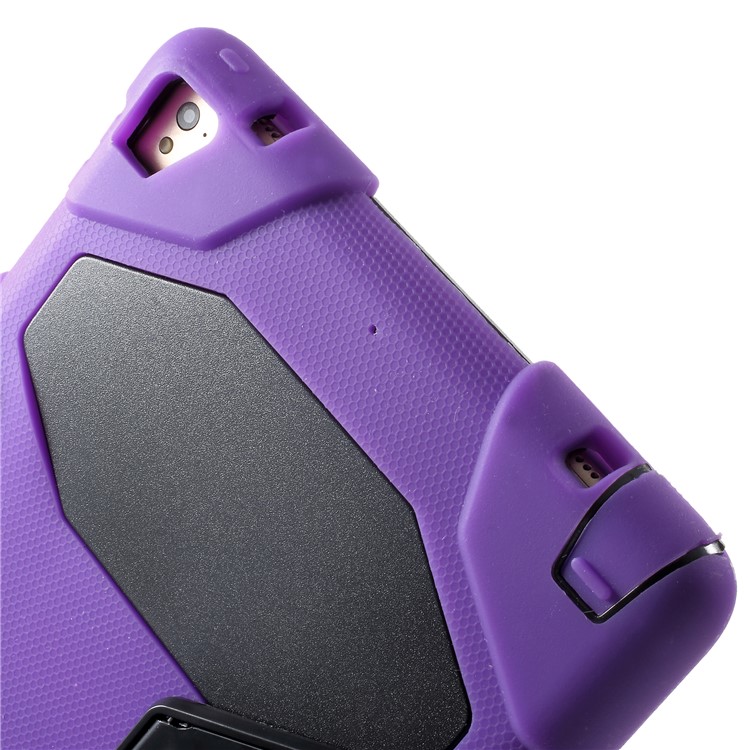 Military Duty PC Silicone Kickstand Hybrid Case for iPad 9.7-inch (2017) - Purple-6