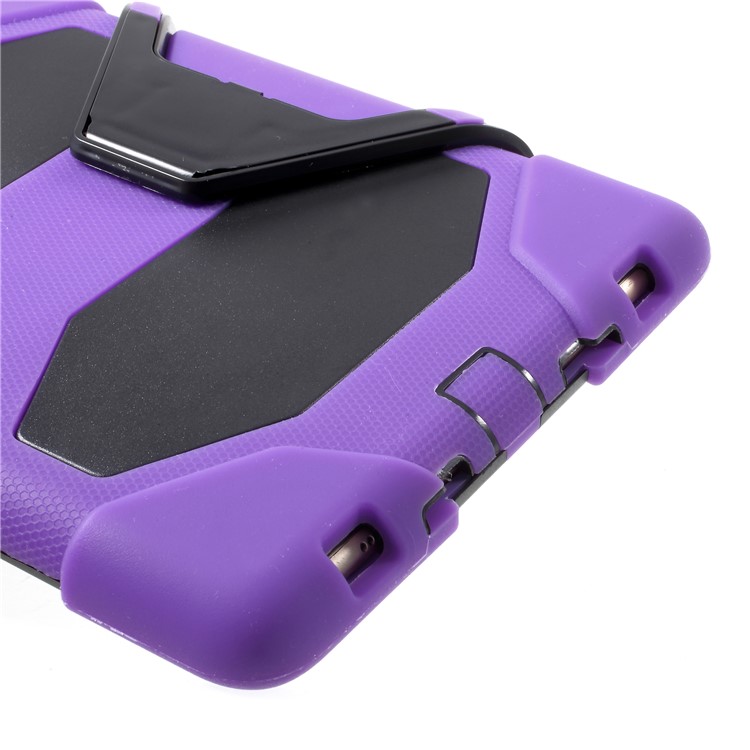 Military Duty PC Silicone Kickstand Hybrid Case for iPad 9.7-inch (2017) - Purple-8