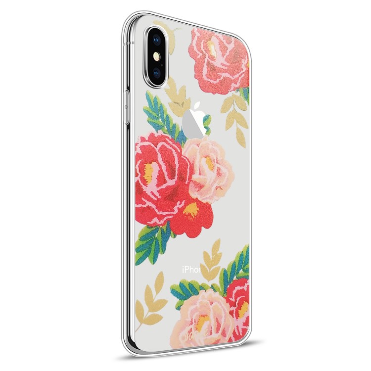 

Шаблон Печати ТПУ Чехол Для IPhone X - Пион Цветок Шаблон, iPhone XS 5.8 inch