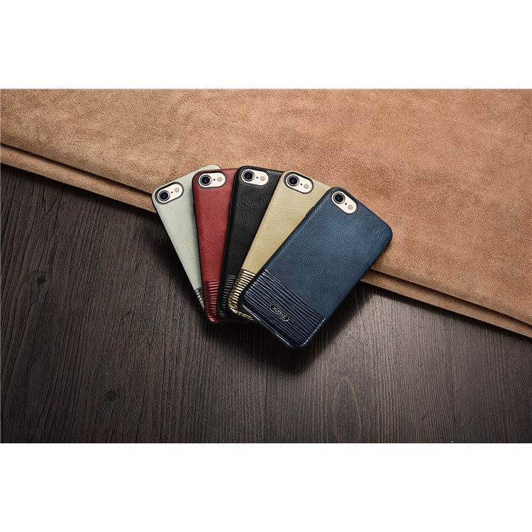 XOOMZ Stitched Embossed Silk Texture PU Leather Coated TPU Back Casing for iPhone 8 4.7 inch - Black-3