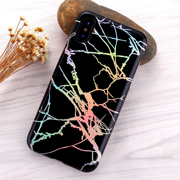 IMD Marble Pattern Plated TPU Back Case for iPhone X 5.8 inch - Black-2