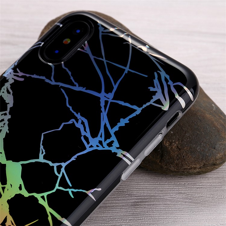 IMD Marble Pattern Plated TPU Back Case for iPhone X 5.8 inch - Black-3