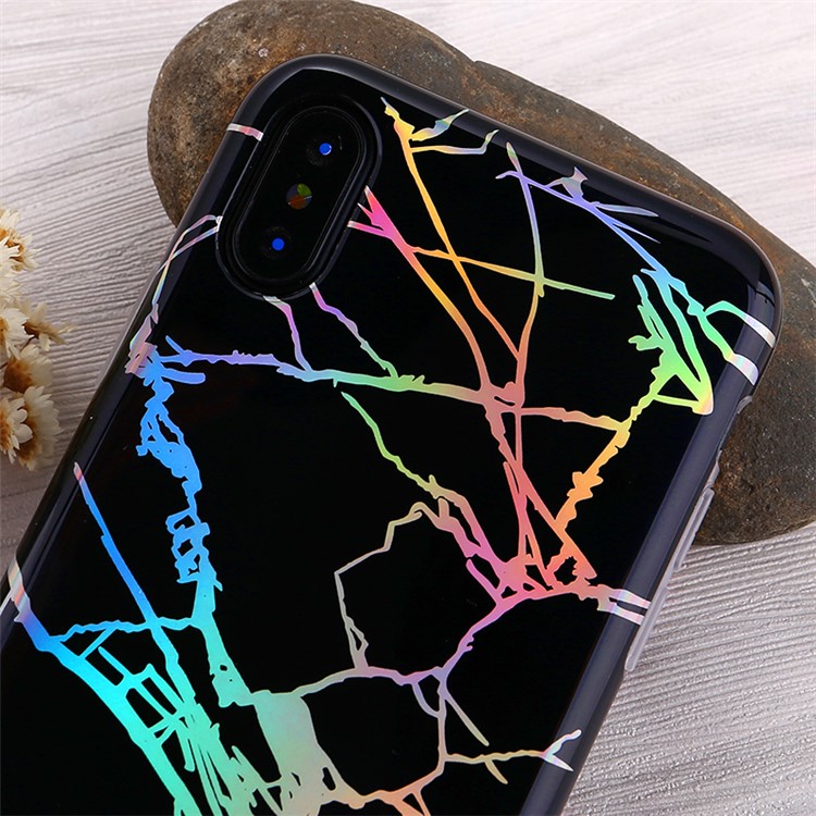 IMD Marble Pattern Plated TPU Back Case for iPhone X 5.8 inch - Black-4