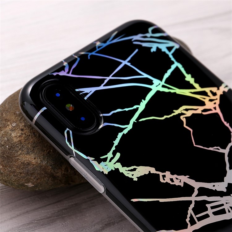 IMD Marble Pattern Plated TPU Back Case for iPhone X 5.8 inch - Black-5