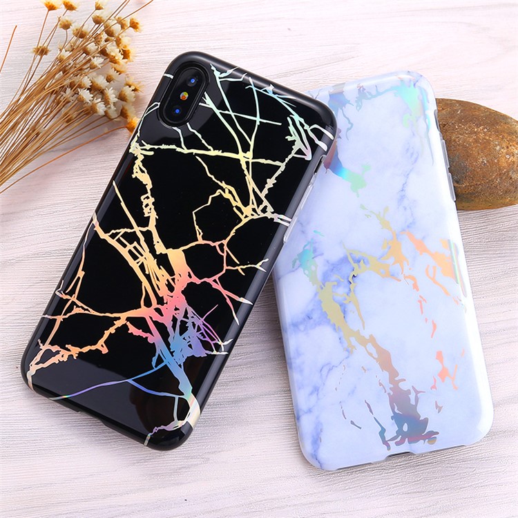 IMD Marble Pattern Plated TPU Back Case for iPhone X 5.8 inch - Black-7