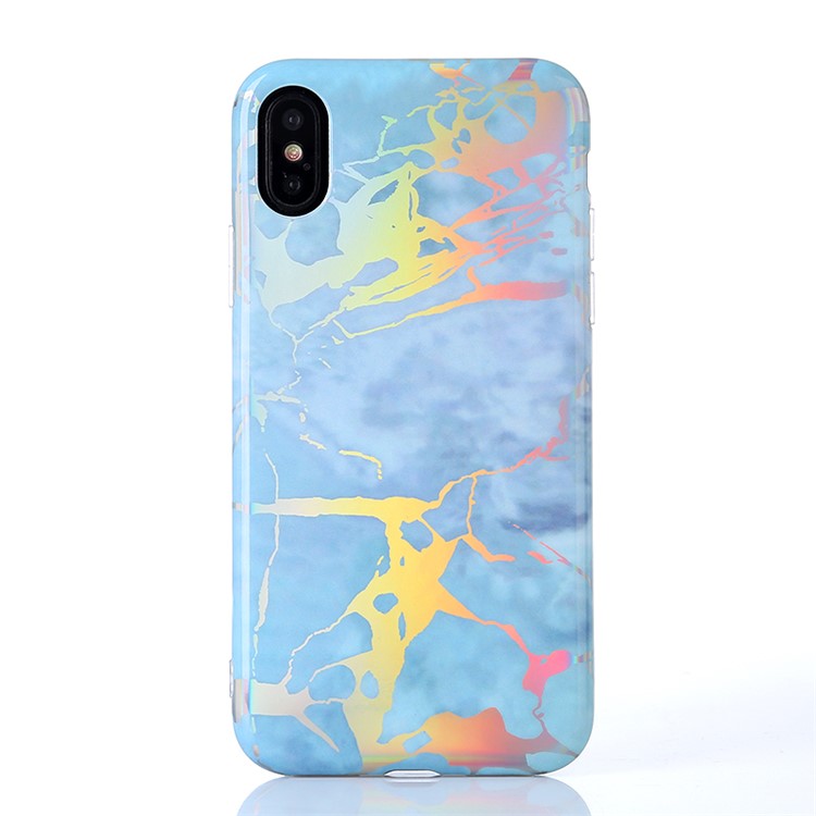 

IMD Marble Pattern Plated TPU Mobile Phone Shell for iPhone X 5.8 inch - Baby Blue / Colorful Plated Pattern