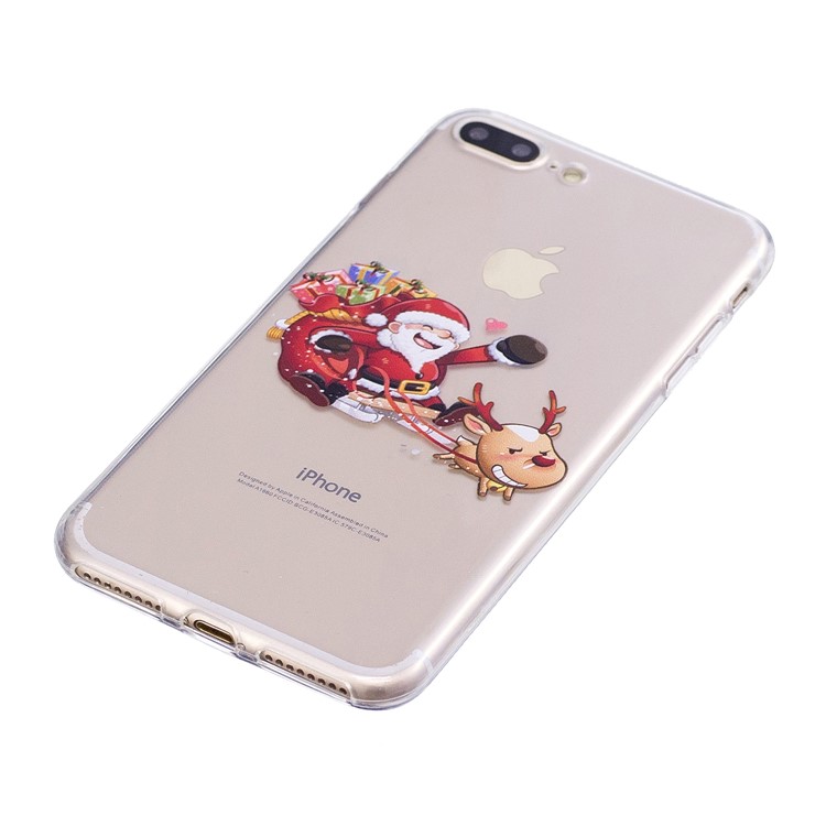 Christmas Pattern Printing TPU Cell Phone Case Accessory for 8 Plus/7 Plus - Cartoon Santa and Reindeer-2
