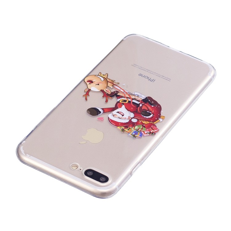 Christmas Pattern Printing TPU Cell Phone Case Accessory for 8 Plus/7 Plus - Cartoon Santa and Reindeer-3