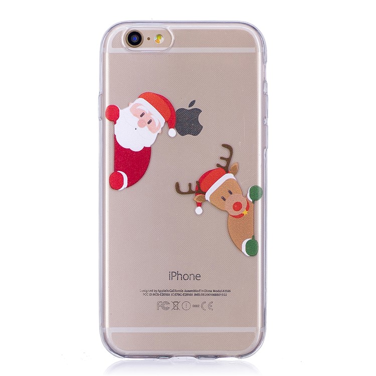 Christmas Pattern Printing TPU Protective Back Shell for 6s/6 - Santa Claus and Reindeer-1