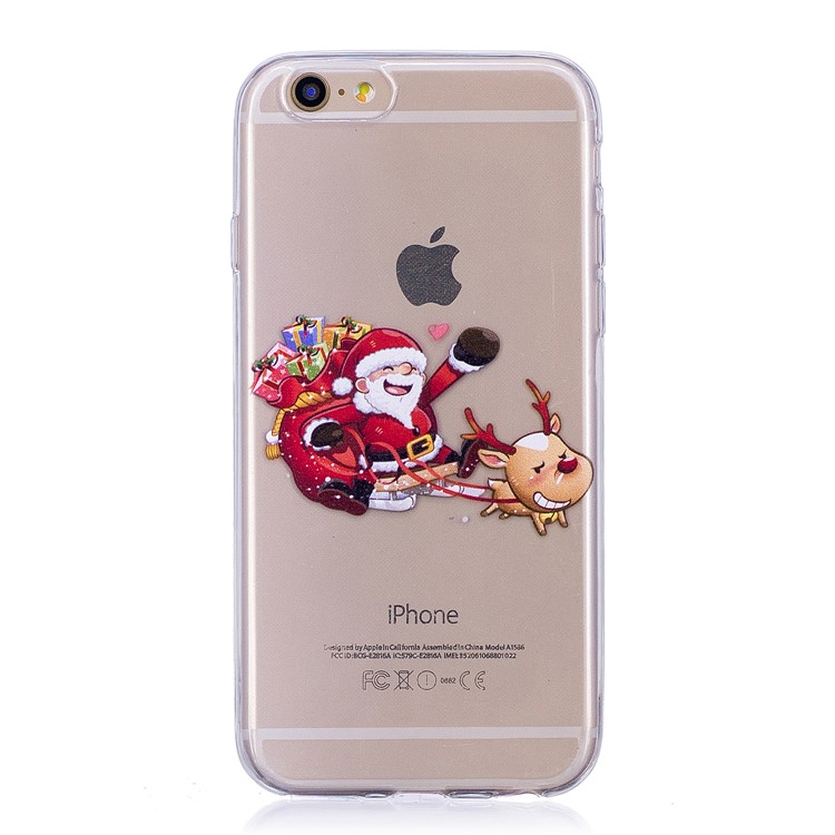 Christmas Pattern Printing TPU Mobile Casing for 6s/6 - Cartoon Santa and Reindeer-1