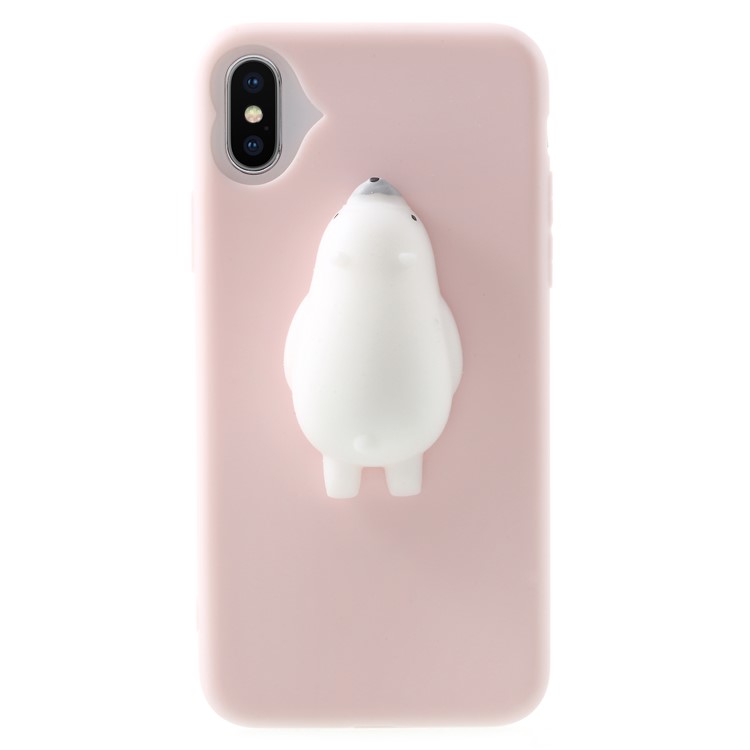 For iPhone X Cute Animal 3D Pinch Stress Reliever Flexible Case - Pink-1