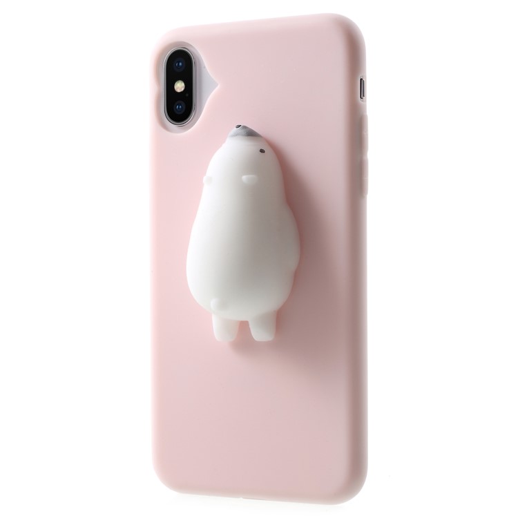 For iPhone X Cute Animal 3D Pinch Stress Reliever Flexible Case - Pink-3