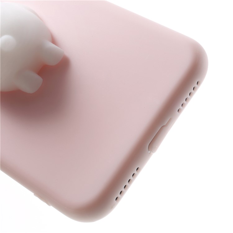 For iPhone X Cute Animal 3D Pinch Stress Reliever Flexible Case - Pink-6