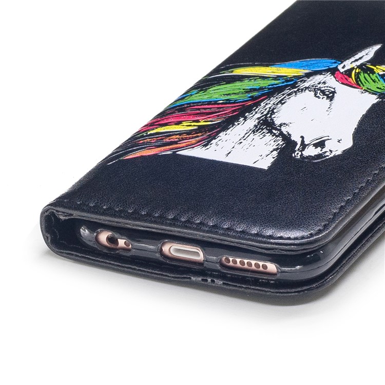 Unicorn Pattern Wallet Stand Leather Case for iPhone 6s / 6 4.7 inch - Dark Blue-5