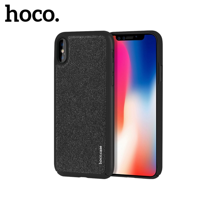 HOCO Gena Series Cloth Coated Plastic Back Phone Case for iPhone X/10 - Black-1