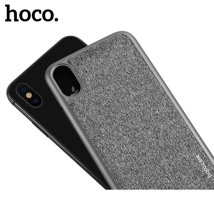 HOCO Gena Series Cloth Coated Plastic Back Phone Case for iPhone X/10 - Black-4