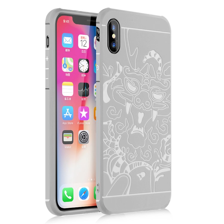

Вскрытый Корпус Для Корпуса TPU Для Iphone X - Благоприятный Узор Дракона / Белый