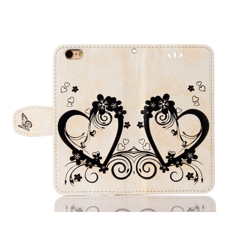 Imprinted Loving Heart Leather Wallet Case with Stand for iPhone 6s/6 4.7 inch - White-4