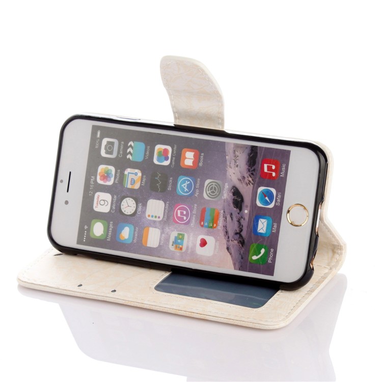 Imprinted Loving Heart Leather Wallet Case with Stand for iPhone 6s/6 4.7 inch - White-5