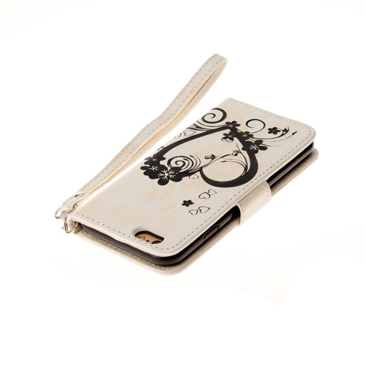 Imprinted Loving Heart Leather Wallet Case with Stand for iPhone 6s/6 4.7 inch - White-7