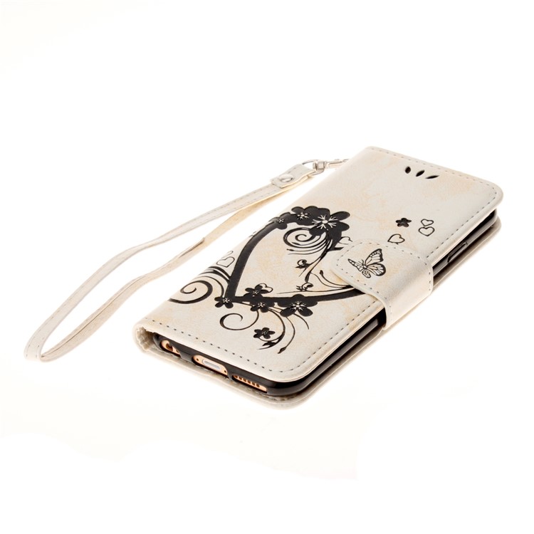 Imprinted Loving Heart Leather Wallet Case with Stand for iPhone 6s/6 4.7 inch - White-8