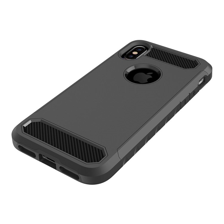 Carbon Fiber Texture PC + TPU Hybrid Case for iPhone X 5.8 inch - Black-5