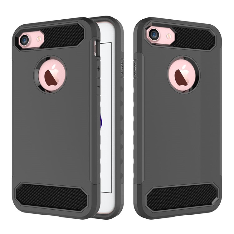 Carbon Fiber Texture PC + TPU Hybrid Back Case for iPhone 8 4.7 inch - Black-1
