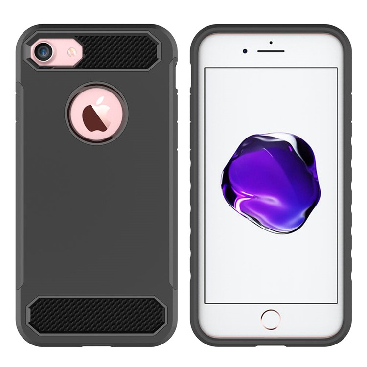 Carbon Fiber Texture PC + TPU Hybrid Back Case for iPhone 8 4.7 inch - Black-3