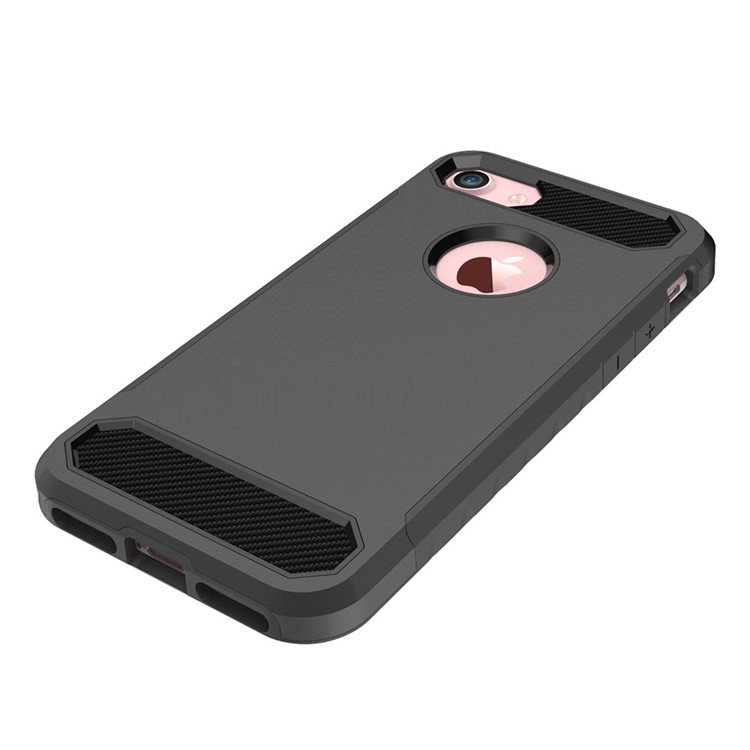 Carbon Fiber Texture PC + TPU Hybrid Back Case for iPhone 8 4.7 inch - Black-4