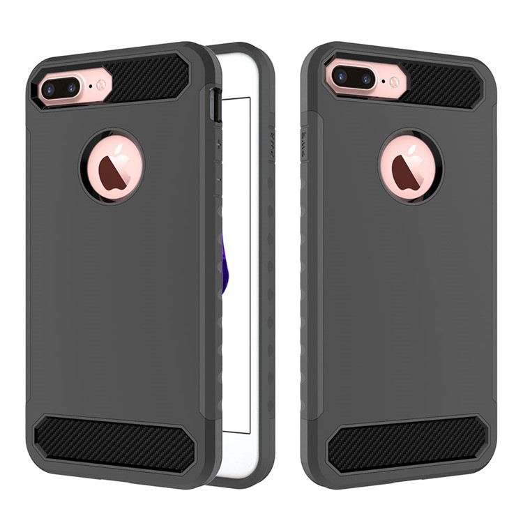Carbon Fiber Texture TPU PC Hybrid Case for iPhone 8 Plus 5.5 inch - Black-1