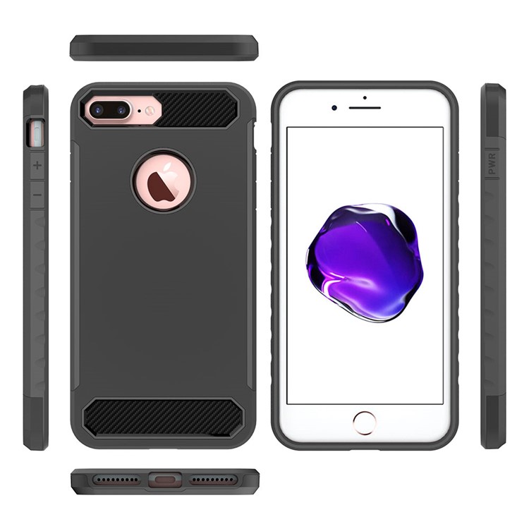 Carbon Fiber Texture TPU PC Hybrid Case for iPhone 8 Plus 5.5 inch - Black-3