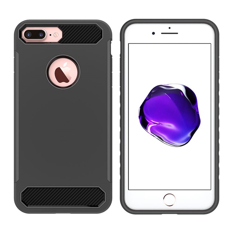 Carbon Fiber Texture TPU PC Hybrid Case for iPhone 8 Plus 5.5 inch - Black-4