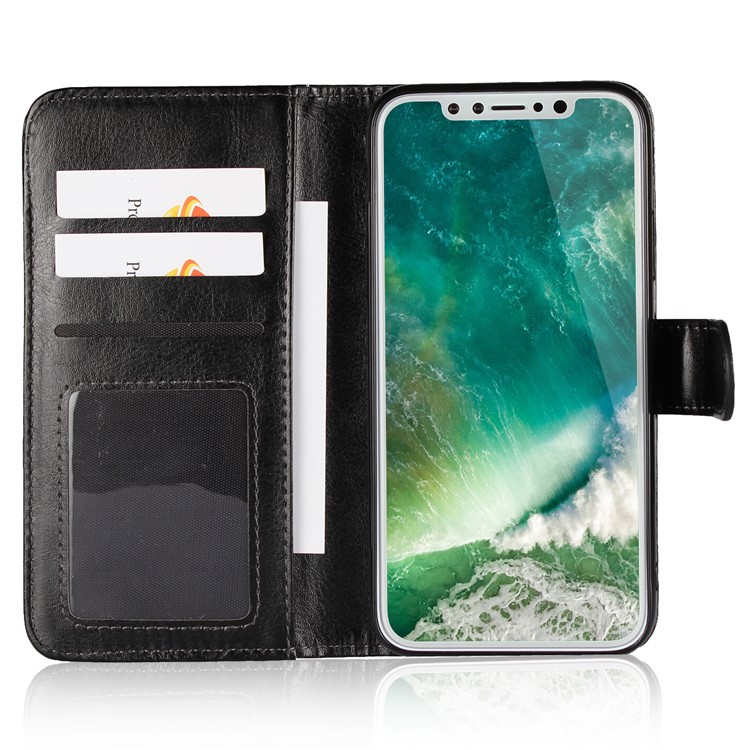 Crazy Horse 2 in 1 Wallet Stand Leather Phone Case for iPhone X/10 - Black-10