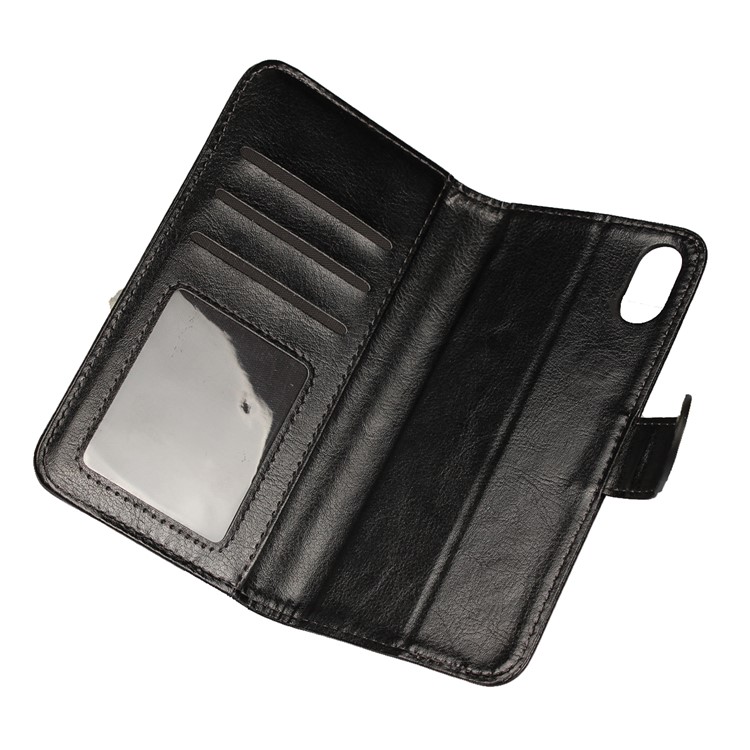 Crazy Horse 2 in 1 Wallet Stand Leather Phone Case for iPhone X/10 - Black-11
