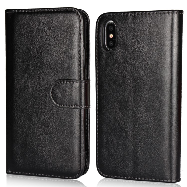 Crazy Horse 2 in 1 Wallet Stand Leather Phone Case for iPhone X/10 - Black-2