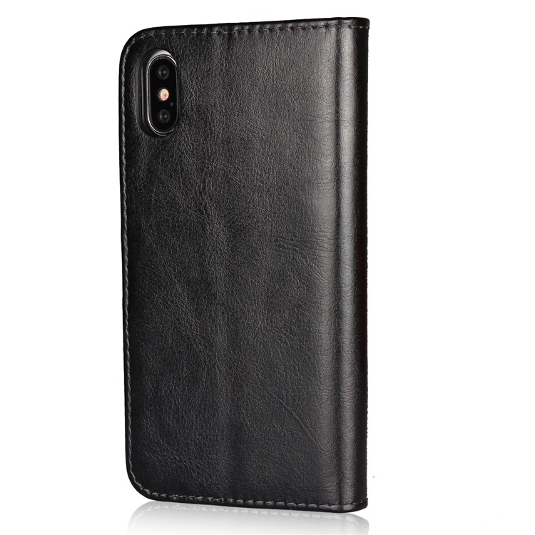 Crazy Horse 2 in 1 Wallet Stand Leather Phone Case for iPhone X/10 - Black-6