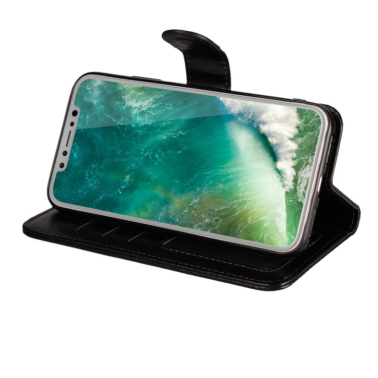 Crazy Horse 2 in 1 Wallet Stand Leather Phone Case for iPhone X/10 - Black-8