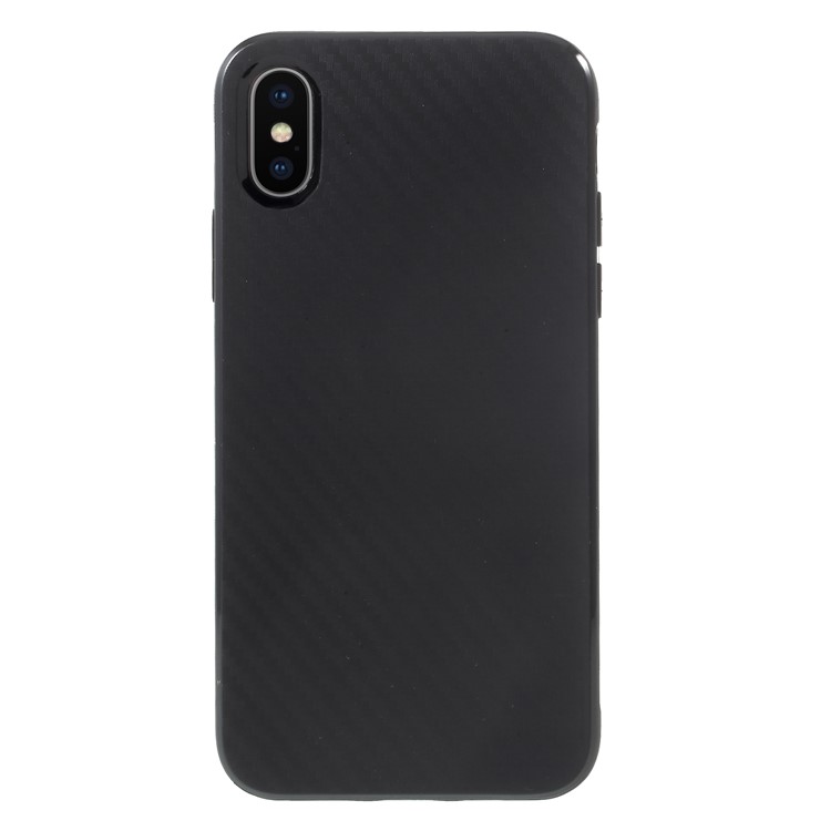 Carbon Fiber Texture Soft TPU Back Mobile Cover for iPhone X - Black-2