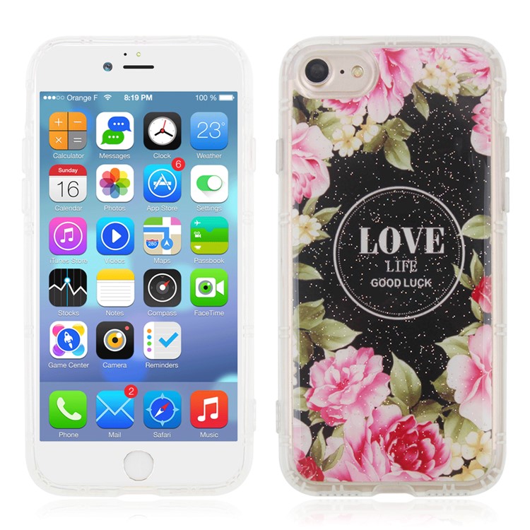 Magic Stick Hands-free Anti-Gravity TPU Case for iPhone 8/7 - LOVE Rose Peonies-1