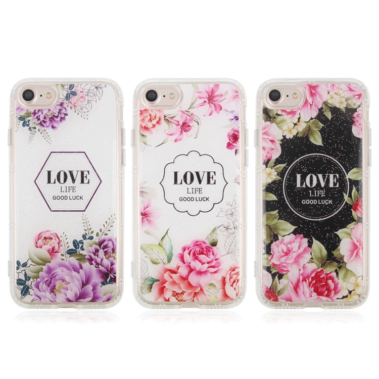 Magic Stick Hands-free Anti-Gravity TPU Case for iPhone 8/7 - LOVE Rose Peonies-10