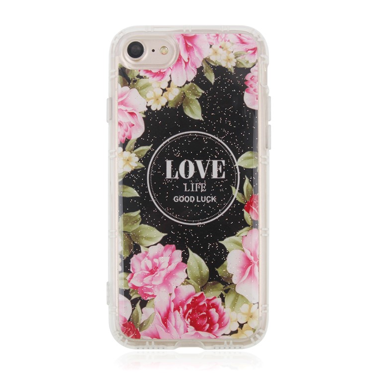 Magic Stick Hands-free Anti-Gravity TPU Case for iPhone 8/7 - LOVE Rose Peonies-3