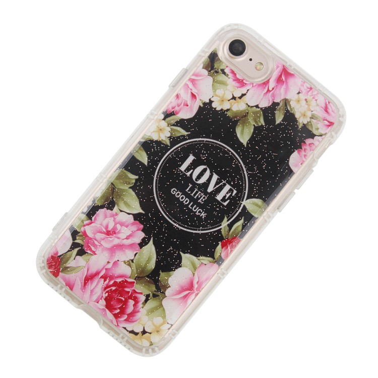 Magic Stick Hands-free Anti-Gravity TPU Case for iPhone 8/7 - LOVE Rose Peonies-9
