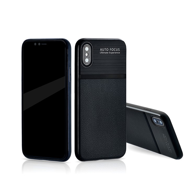 Leather Texture Brushed Soft TPU Case for iPhone X / Ten 5.8 inch - Black-1