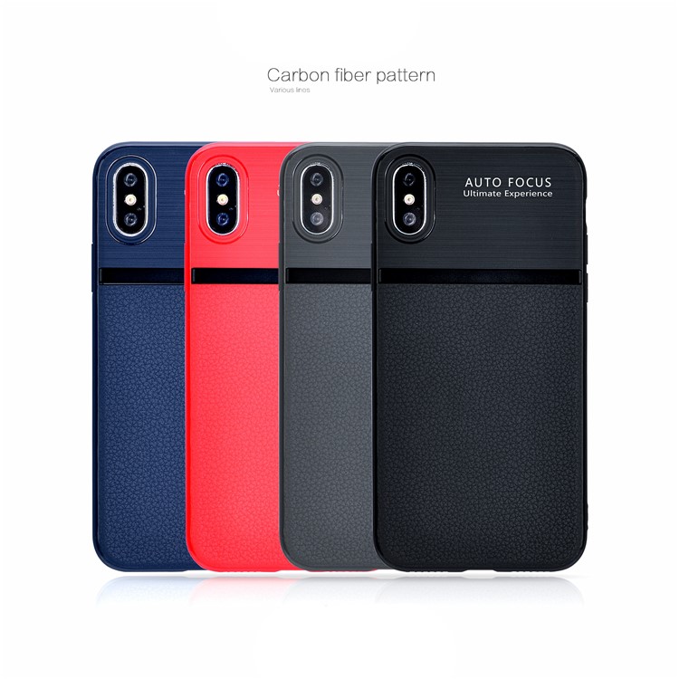 Leather Texture Brushed Soft TPU Case for iPhone X / Ten 5.8 inch - Black-3