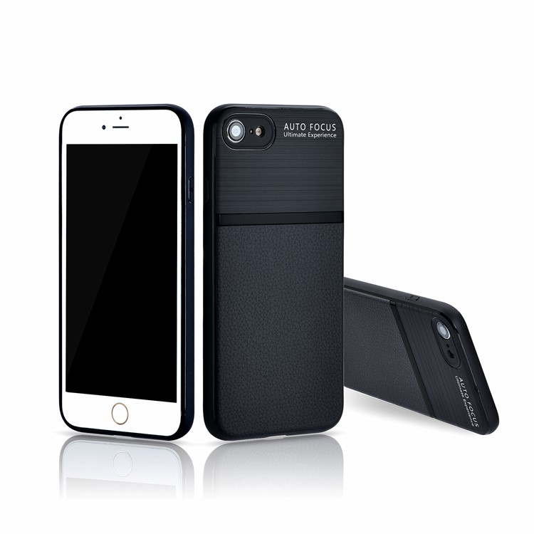Leather Texture Brushed Soft TPU Case for iPhone 8 / 7 4.7 inch - Black-1